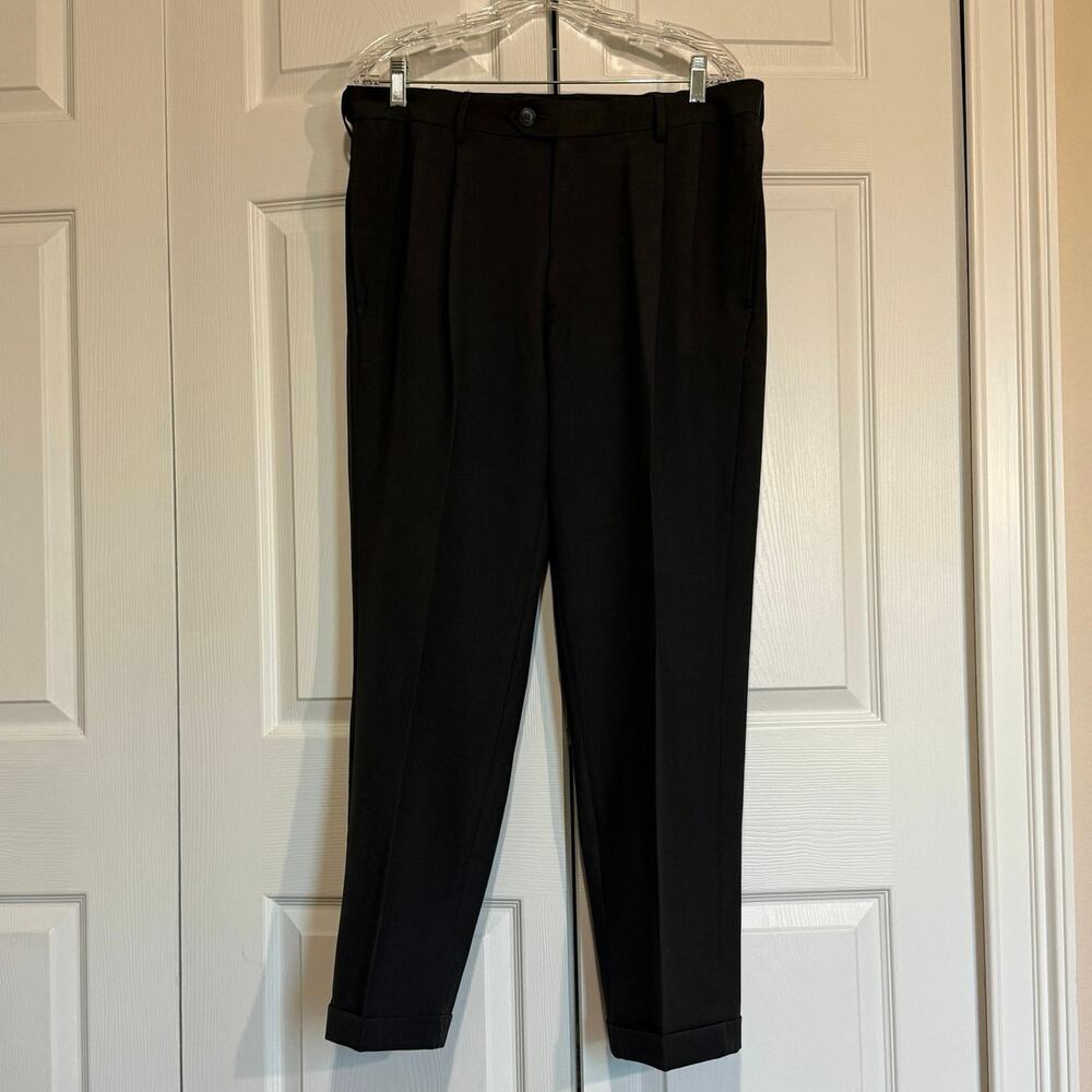 Haggar E-CLO Stria Classic Fit dress slacks charcoal 34 x 29. Expandable waist 2